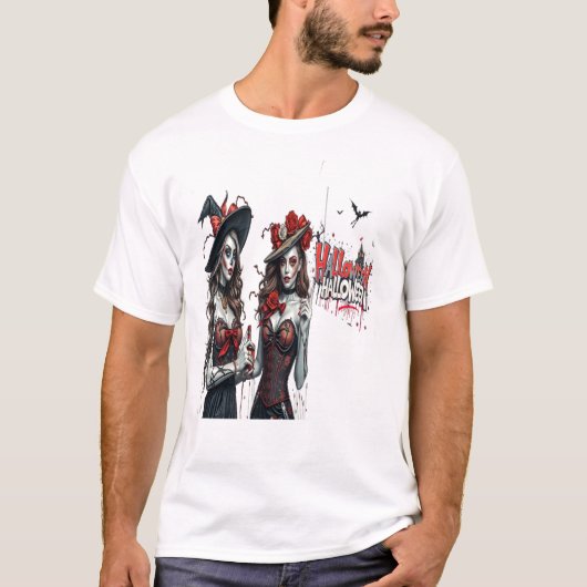 halloween ladies graffiti art family tシャツ (正面)