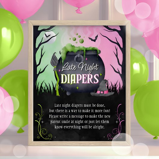 Halloween "Late Night Diapers" Baby Shower Game ポスター