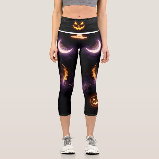Halloween Leggings – Spooky & Fun Festive カプリレギンス (正面)