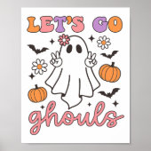 Halloween Let's Go Ghouls Ghost Retro Costume Wome ポスター (正面)