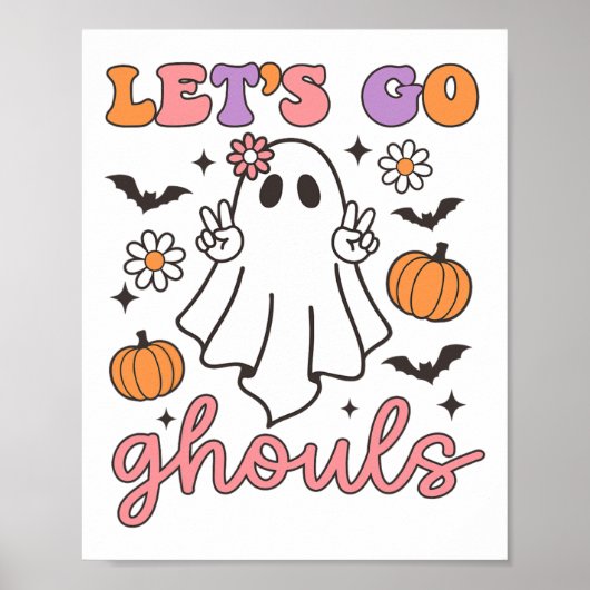 Halloween Let's Go Ghouls Ghost Retro Costume Wome ポスター (正面)