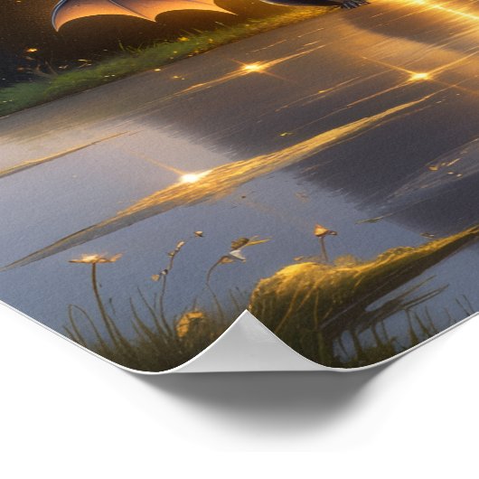 Halloween Letter B Bat Classroom Wall Art Poster ポスター (角)