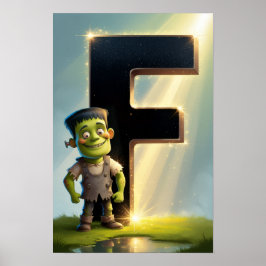 Halloween Letter F Poster for Kids Classrooms  ポスター