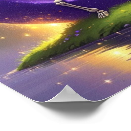 Halloween Letter S Poster Cute Skeleton Alphabet  ポスター (角)