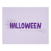Halloween Lettering in Purple with Web and Witch ポスター (正面)