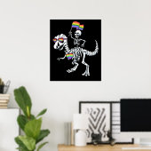 Halloween LGBT T Rex Dinosaur Skeleton Gay Pride ポスター (ホームオフィス)