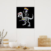 Halloween LGBT T Rex Dinosaur Skeleton Gay Pride ポスター (キッチン)