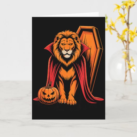 Halloween Lion Coffin Lions  カード (黄色い花)
