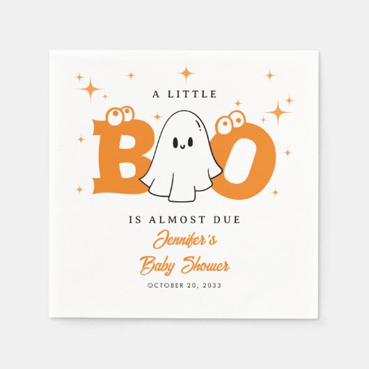 Halloween Little Boo Cute Neutral Baby Shower スタンダードカクテルナプキン (正面)