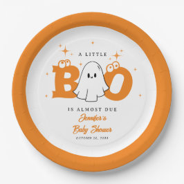Halloween Little Boo Cute Neutral Baby Shower ペーパープレート