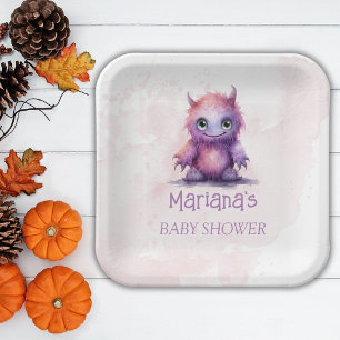 Halloween Little Monster Girl Baby Shower ペーパープレート