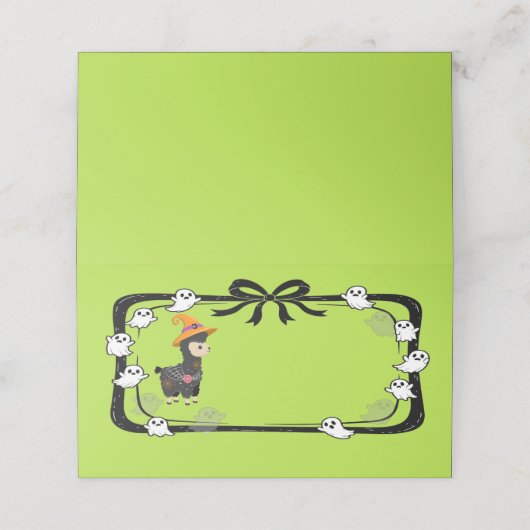 Halloween Llama Wearing Witch's Hat Place Card プレイスカード (外部開封)