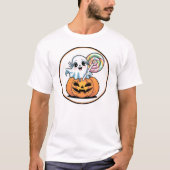 Halloween Lollipop Ghost On Pumpkin Tシャツ (正面)
