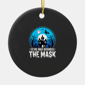 Halloween Man Behind the Mask Haunted House セラミックオーナメント