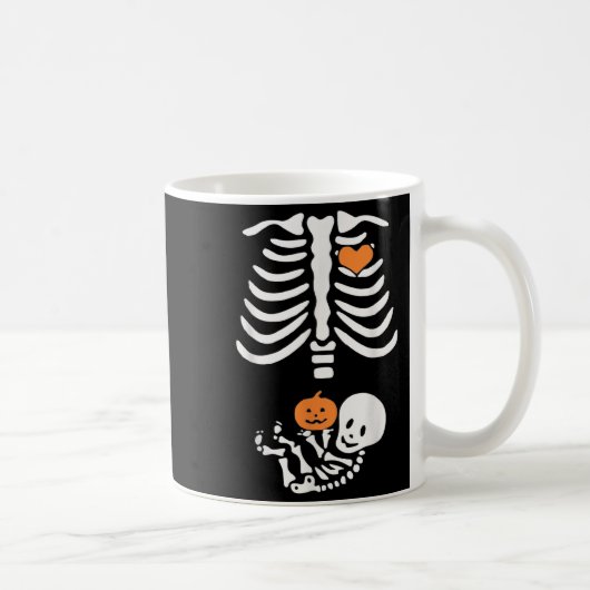 Halloween Maternity Skeleton Baby Heart Pregnancy コーヒーマグカップ (右)