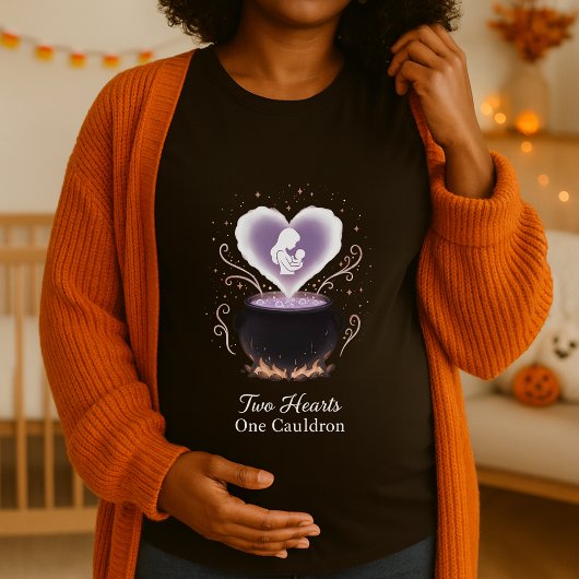 Halloween Maternity Two Hearts One Cauldron  Tシャツ
