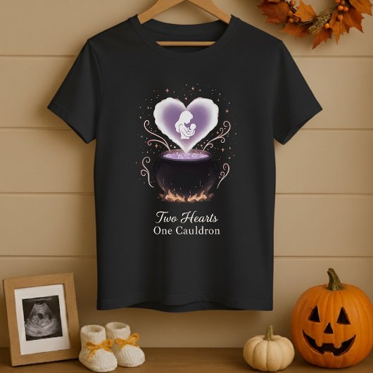 Halloween Maternity Two Hearts One Cauldron  Tシャツ