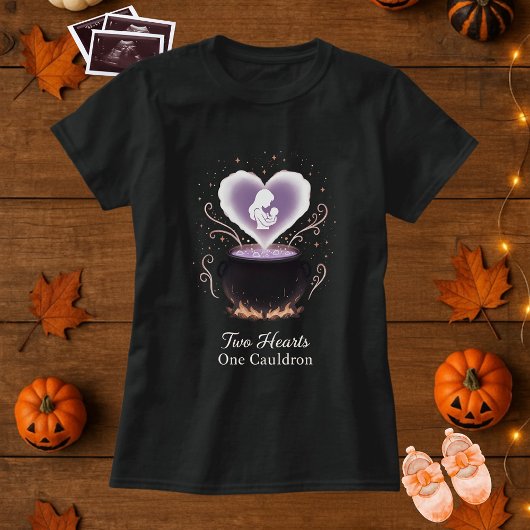 Halloween Maternity Two Hearts One Cauldron  Tシャツ
