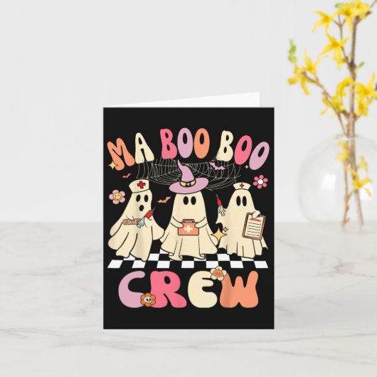 Halloween Medical Istant Boo Crew Funny Ma Ghost N カード (黄色い花)