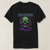 Halloween Menacing Green Goblinoid Monster Head Tシャツ (デザイン正面)