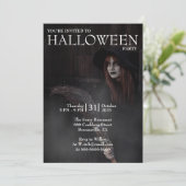 Halloween Modern Gothic Witch Broom Dark Barn 招待状 (スタンド正面)