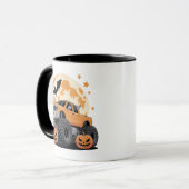 Halloween Monster Truck Jack-o'-Lanterns and Bat マグカップ (正面左)