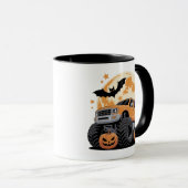 Halloween Monster Truck Jack-o'-Lanterns and Bat マグカップ (正面右)