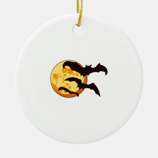 Halloween Moon & Bats セラミックオーナメント (正面)