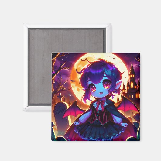 Halloween - Moonlit chibi vampire マグネット (正面/裏面)