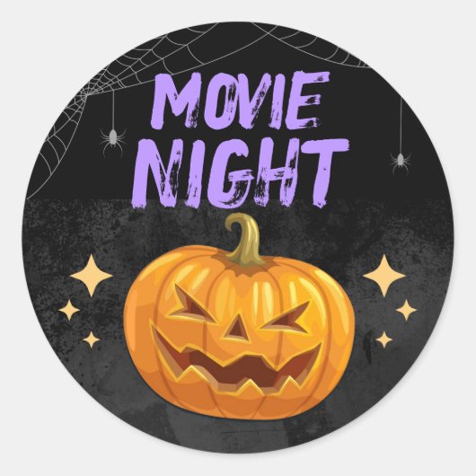 Halloween Movie Night ラウンドシール (正面)