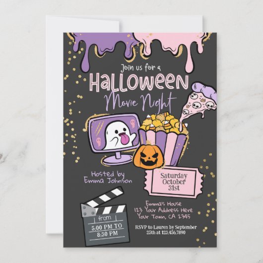 Halloween Movie Night Invitation 招待状 (正面)