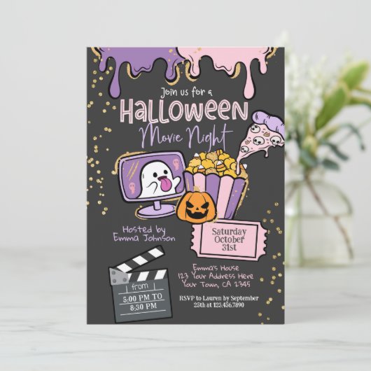 Halloween Movie Night Invitation 招待状 (スタンド正面)