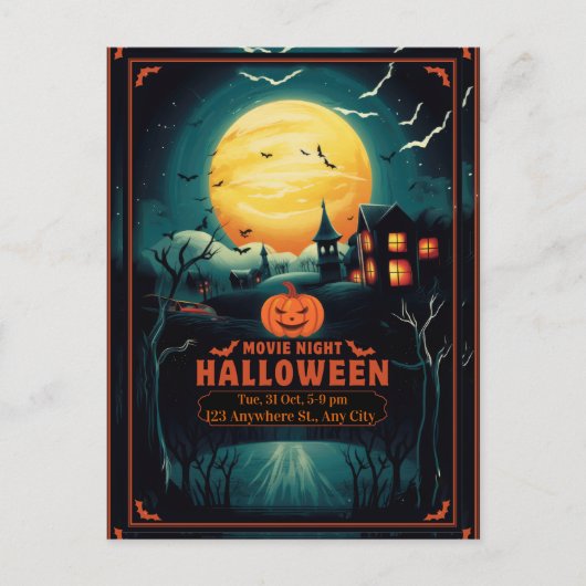 Halloween Movie Night Poster シーズンポストカード (正面)