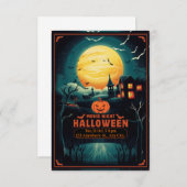 Halloween Movie Night Poster 出欠カード (正面/裏面)