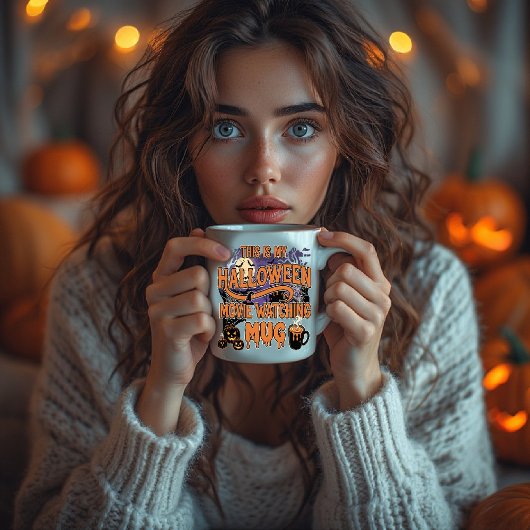 Halloween Movie Watching Mug – Spooky Horror Night ジャンボコーヒーマグカップ