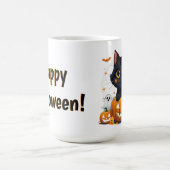 Halloween Mug with cute cat and pumpkin コーヒーマグカップ (中央)