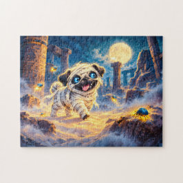Halloween Mummy Pug in Desert Ruins ジグソーパズル