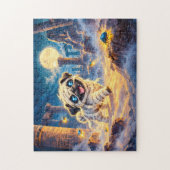 Halloween Mummy Pug in Desert Ruins ジグソーパズル (縦)