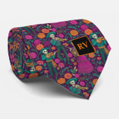 Halloween Musical Skeletons with Flowers ネクタイ (ロール)