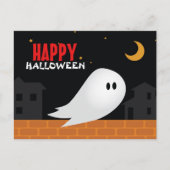 Halloween night cartoon ghost in town ポストカード (正面)