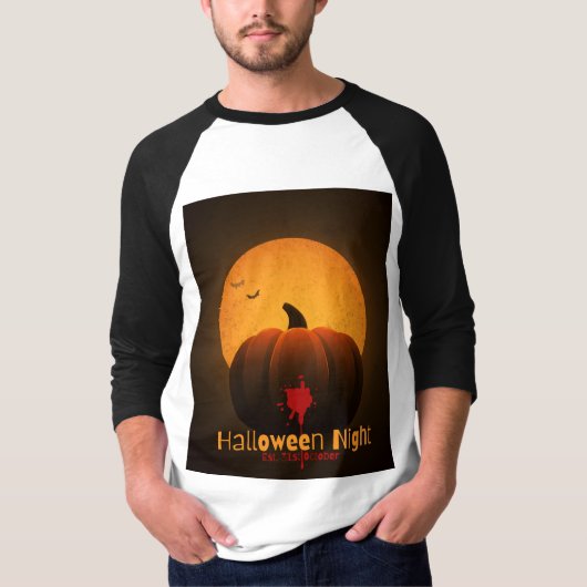 Halloween Night Est. 31st October Cat Pumpkin Tシャツ (正面)