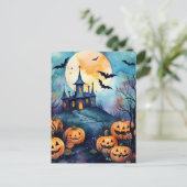Halloween Night Jack O’Lanterns Bats Postcard シーズンポストカード (スタンド正面)
