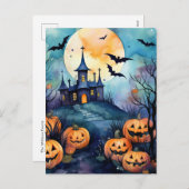 Halloween Night Jack O’Lanterns Bats Postcard シーズンポストカード (正面/裏面)