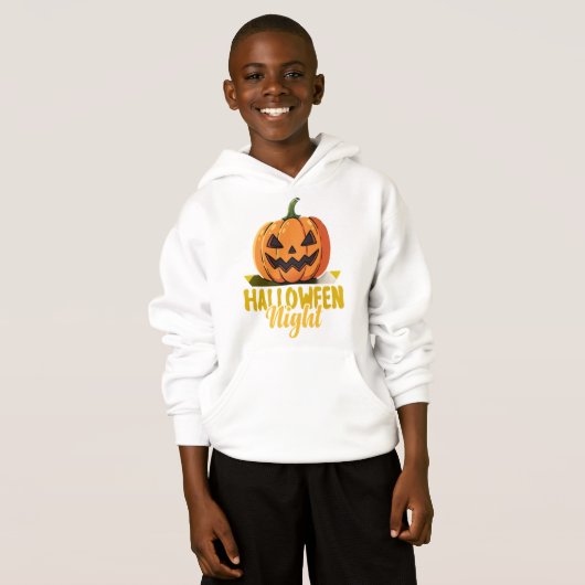 Halloween Night Pumpkin Glow Tee on Kid's 50/50 Ne (正面フル)