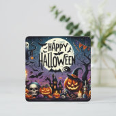 Halloween Night Pumpkins, Skulls & Haunted House 招待状 (スタンド正面)