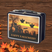 Halloween Night Scary Ghosts and Bats Scene メタルランチボックス