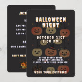 Halloween Night Spooky Cute Jack-O'-Lantern 招待状 (正面/裏面)