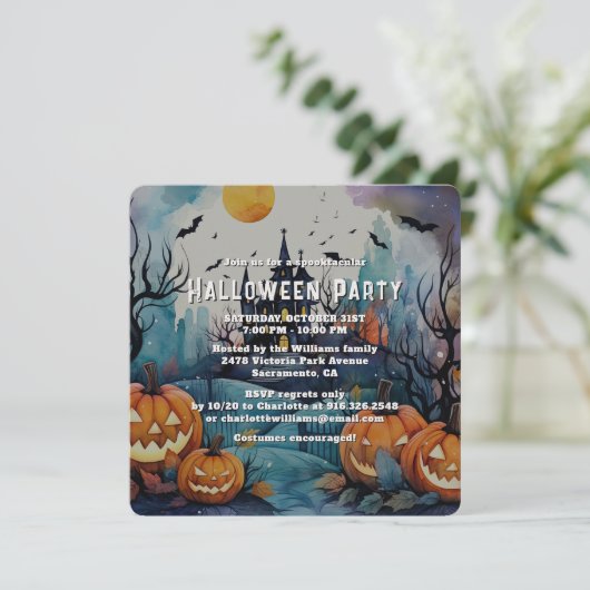 Halloween Night Spooky Halloween Party 招待状 (スタンド正面)