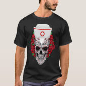 Halloween Nurse Sugar Skull Day of the Dead Tシャツ (正面)