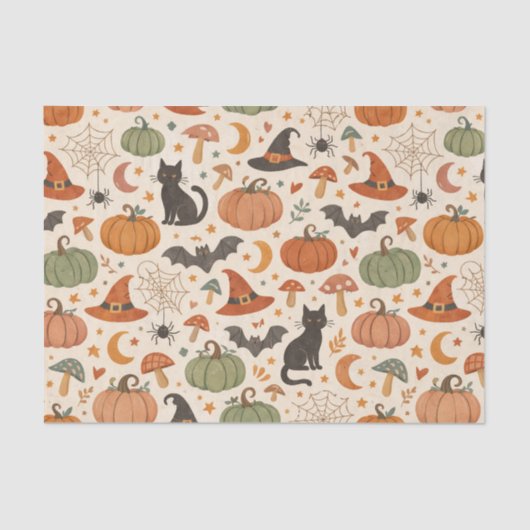 Halloween Orange and Green Pattern 薄葉紙 (正面)